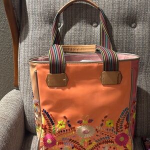 Embroidered Orange Tote Bag